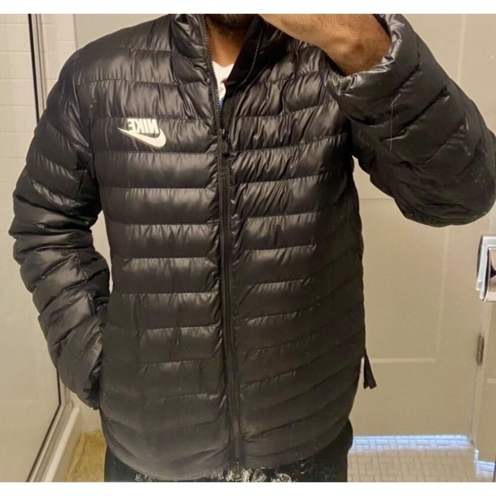 Nike Vintage Rare Down Filled Puffer Thermal Jacket Nylon Glanz Navy Blue